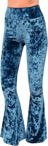 Daisy del Sol High Weist Soft Crushed Velvet Comfy Yoga Ethnic Tribal Stretch 70s Bell Bottom Pants in Kuwait