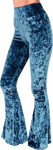 Daisy del Sol High Weist Soft Crushed Velvet Comfy Yoga Ethnic Tribal Stretch 70s Bell Bottom Pants in Kuwait