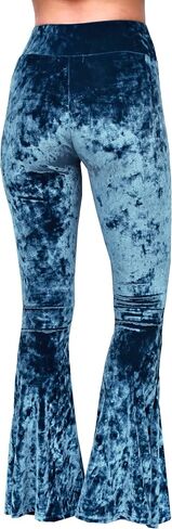 Daisy del Sol High Weist Soft Crushed Velvet Comfy Yoga Ethnic Tribal Stretch 70s Bell Bottom Pants in Kuwait