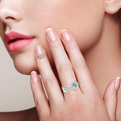 Turtle Ring Sterling Silver Infinity Sea Turtle Rings for Women Mother Daughter Jewelry Blue Sapphire Ocean Wave Longevity Mothers Day Gifts Size 6 7 8 9 10 in Saudi Arabia