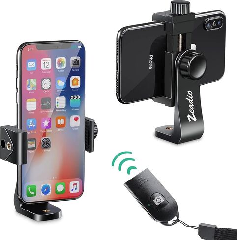 Zeadio Smartphone Tripod Mount Adapter, Cell Phone Tripod Holder Selfie Stick Monopod Adjustable Clamp in Saudi Arabia