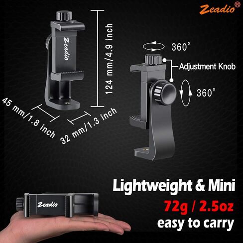 Zeadio Smartphone Tripod Mount Adapter, Cell Phone Tripod Holder Selfie Stick Monopod Adjustable Clamp in Saudi Arabia