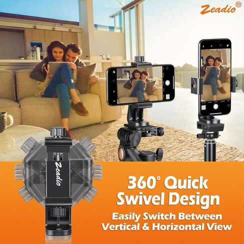 Zeadio Smartphone Tripod Mount Adapter, Cell Phone Tripod Holder Selfie Stick Monopod Adjustable Clamp in Saudi Arabia