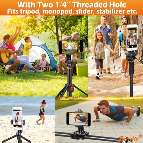 Zeadio Smartphone Tripod Mount Adapter, Cell Phone Tripod Holder Selfie Stick Monopod Adjustable Clamp in Saudi Arabia
