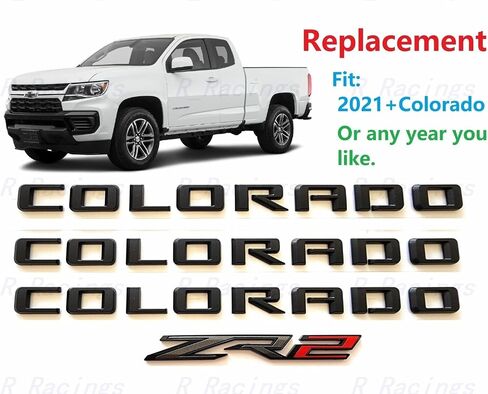 4X 2021 +Colorado ZR2 Emblems Badge 3D Door Tailgate Nameplate Logo Decal Replacement for Colorado (Gloss Black) in Saudi Arabia