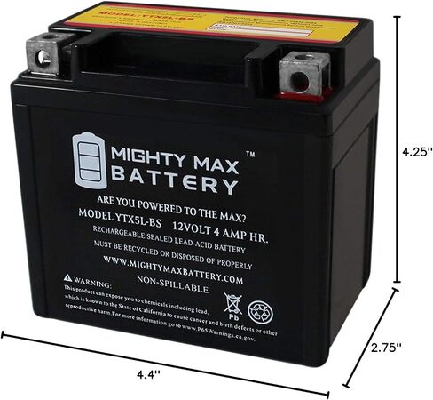 Mighty Max Battery YTX5L-BS 12V 4AH Battery for Yamaha TW 200 Trailway TW200BC Brand Product in Saudi Arabia