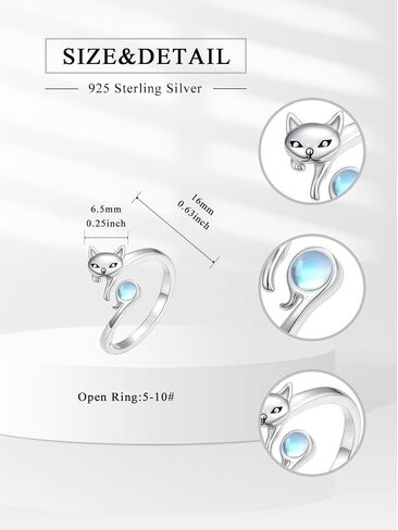 Highland Cow/Cat/Dragon Rings 925 Sterling Silver Open Adjustable Moonstone Rings with Daisy Cow Jewelry Gift for Women in Kuwait