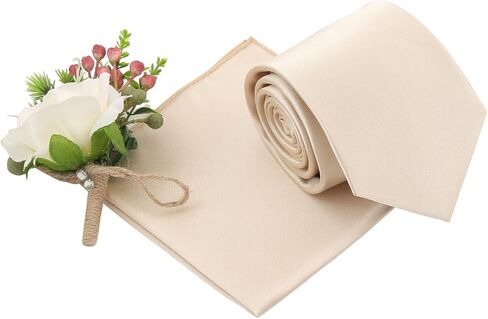 DQT Plain Satin Wedding Classic Tie و Pocket Square Square للرجال in Kuwait