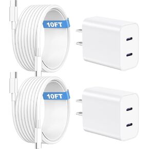 Dayaoncy Compatible with iPhone 16/15 Charger Fast Charging, 20W USB C Wall Charger with 3Pack 10FT USB C to C Cable, Type C to Type C Fast Charger Compatible with Phone/Android/Phone/Samsumg/Pad in Kuwait