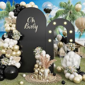 قوس الخلفية الوقوف في الهواء الطلق ، 6.6 قدم+5.5 قدم خلفية وردية الظهر الإطار مع الأضواء ، 2 مجموعة جولة أعلى صورة مقدمة in Kuwait