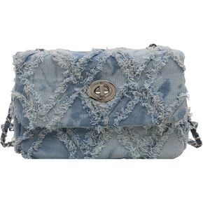 Denim Crossbody Bags for Women Small Quilted Denim Purse Shoulder Handbag Cute Jean Bag in Kuwait