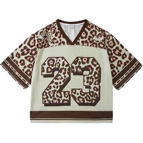 Verdusa Men's Leopard Print Jersey Shirts Number Graphic Tees Vintage Summer T Shirt in Kuwait