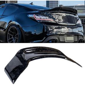 Rear Spoiler Compatible with 2010-2016 Genesis 2 Door Coupe, R Style Duckbill Trunk Exterior High Kick Tail Deck Lid Splitter Wing Lip (Glossy Forged Carbon Fiber Pattern) in Kuwait