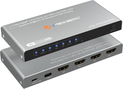 J-Tech Digital 8K HDMI 2.1 Mini Switch 2 في 1 OR 48GBPS 8K 60Hz 4K 120Hz HDR / HDR10 HDMI Switcher لـ Xbox PS5 bluray مع مفتاح Auto [JTech-8KSW21] in Kuwait