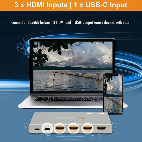 J-Tech Digital 8K HDMI 2.1 Mini Switch 2 في 1 OR 48GBPS 8K 60Hz 4K 120Hz HDR / HDR10 HDMI Switcher لـ Xbox PS5 bluray مع مفتاح Auto [JTech-8KSW21] in Kuwait