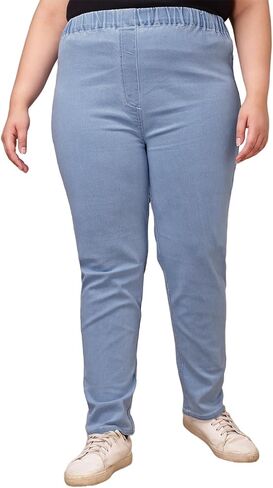 Women's Denim Light Blue Jeggings – Formal Wear Jeggings, Ultra Plus Size Comfortable Stretchable Denim Jegging in Saudi Arabia