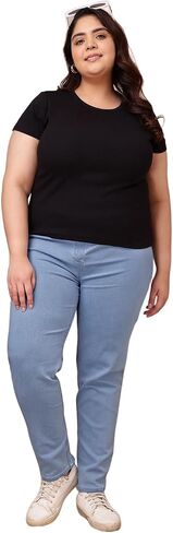 Women's Denim Light Blue Jeggings – Formal Wear Jeggings, Ultra Plus Size Comfortable Stretchable Denim Jegging in Saudi Arabia
