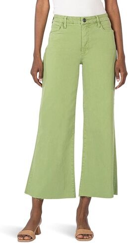 KUT from the Kloth Women's Meg High-Rise Fab Ab Wide Leg Raw Hem in Fire in Saudi Arabia