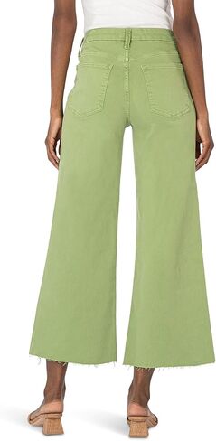 KUT from the Kloth Women's Meg High-Rise Fab Ab Wide Leg Raw Hem in Fire in Saudi Arabia