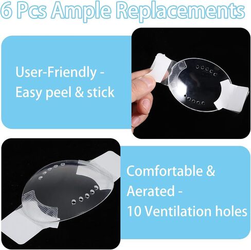 Eye Shield After Cataract Surgery, 6 Pcs Plastic Clear Eye Patch Self-Adhesive Eyes Shield with Small Hole Breathable Eyepatch for Adults Children Eyes Protection in Saudi Arabia