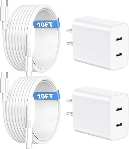 Dayaoncy Compatible with iPhone 16/15 Charger Fast Charging, 20W USB C Wall Charger with 3Pack 10FT USB C to C Cable, Type C to Type C Fast Charger Compatible with Phone/Android/Phone/Samsumg/Pad in Kuwait
