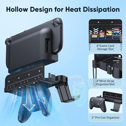 Klipdasse RGB Switch Wall Mount for Joy-Con Charger ، منظم التبديل لـ Nintendo/OLED مع حامل ، مفتاح شحن Dock لـ JoyCon مع 15 وضع الضوء ، 4 شاحن ، منفذ USB ، 10 فتحات بطاقة in Kuwait