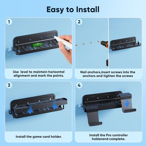 Klipdasse RGB Switch Wall Mount for Joy-Con Charger ، منظم التبديل لـ Nintendo/OLED مع حامل ، مفتاح شحن Dock لـ JoyCon مع 15 وضع الضوء ، 4 شاحن ، منفذ USB ، 10 فتحات بطاقة in Kuwait