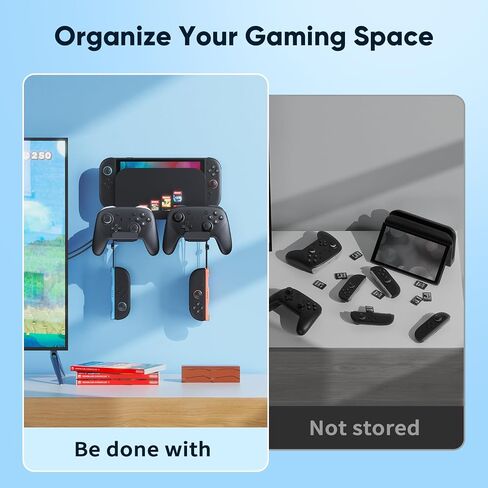 Klipdasse RGB Switch Wall Mount for Joy-Con Charger ، منظم التبديل لـ Nintendo/OLED مع حامل ، مفتاح شحن Dock لـ JoyCon مع 15 وضع الضوء ، 4 شاحن ، منفذ USB ، 10 فتحات بطاقة in Kuwait