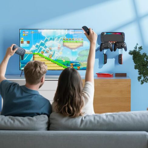 Klipdasse RGB Switch Wall Mount for Joy-Con Charger ، منظم التبديل لـ Nintendo/OLED مع حامل ، مفتاح شحن Dock لـ JoyCon مع 15 وضع الضوء ، 4 شاحن ، منفذ USB ، 10 فتحات بطاقة in Kuwait