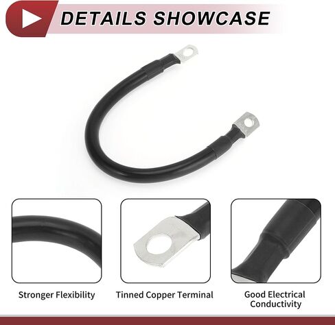1 قطعة كابل البطارية العاكس كابل البطارية 3/8 "5/16" العروة 1/0 AWG مقياس 1.5FT النحاس الأحمر المعلبة in Kuwait
