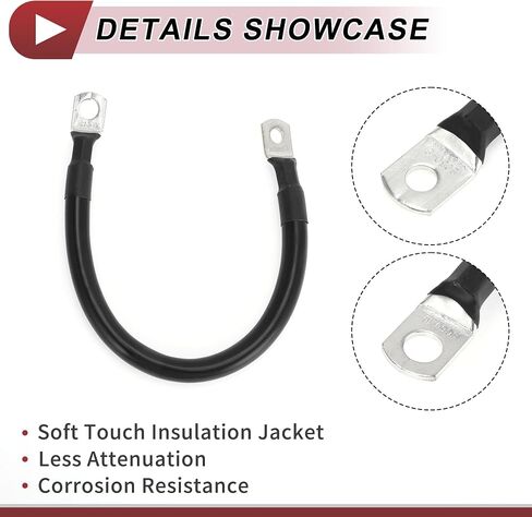 1 قطعة كابل البطارية العاكس كابل البطارية 3/8 "5/16" العروة 1/0 AWG مقياس 1.5FT النحاس الأحمر المعلبة in Kuwait