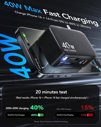 HATALKIN 4-in-1 Retractable Wall Charger with Dual USB Ports and 90cm Lightening and Type-C Cables, 40W Fast Charging Foldable Block Compatible with ipad,iPhone 16/15, airpods,Galaxy, Pixel, and More in Saudi Arabia