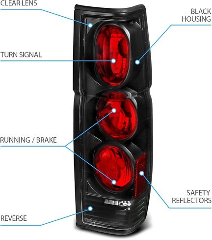 AmeriLite Black Replacement Brake Tail Lights Set For Hardbody D21 - Passenger and Driver Side in Saudi Arabia