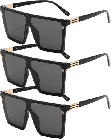 نظارة شمسية كبيرة الحجم من Dollger للنساء من الرجال العصرية شقة أعلى ظلال سوداء كبيرة UV400 Sunnies in Kuwait
