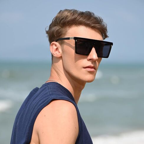 نظارة شمسية كبيرة الحجم من Dollger للنساء من الرجال العصرية شقة أعلى ظلال سوداء كبيرة UV400 Sunnies in Kuwait
