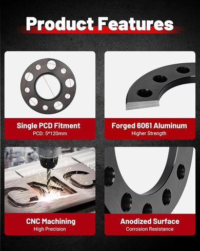 EVIL ENERGY 5x120 Wheel Spacers 12 mm Compatible for BMW, 5x120 mm Hubcentric with Lip 5 Lugs 72.56 mm Hub Bore, Wheel Adapters Fit for M12x1.5 Studs Black in Saudi Arabia