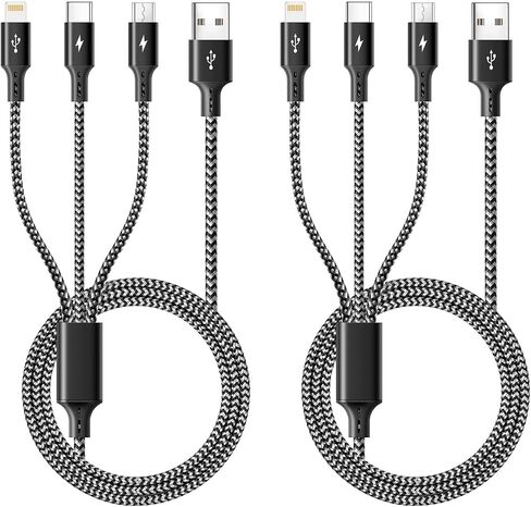 3 in 1 Multiple Charging Cord(3Pack 4Ft), Braided Multi Charger Cable Fast Charging Cable Universal USB Cable with Type C/Micro USB Port for Cell Phones, iPhone 16 15 14 13 Series, Tablets, More in Saudi Arabia