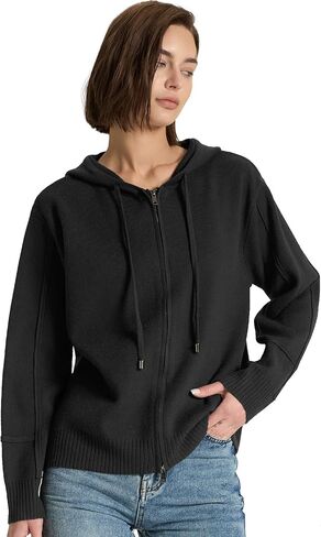 Women’s Full Zip Up Hoodies Drawstring Long Sleeve Casual Outfits Cardigans Oversized Sweatshirt Knit Sweater in Saudi Arabia