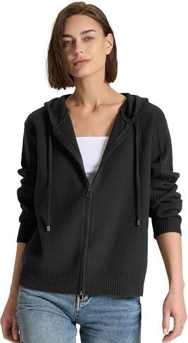 Women’s Full Zip Up Hoodies Drawstring Long Sleeve Casual Outfits Cardigans Oversized Sweatshirt Knit Sweater in Saudi Arabia