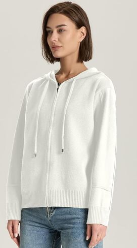 Women’s Full Zip Up Hoodies Drawstring Long Sleeve Casual Outfits Cardigans Oversized Sweatshirt Knit Sweater in Saudi Arabia