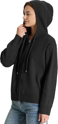 Women’s Full Zip Up Hoodies Drawstring Long Sleeve Casual Outfits Cardigans Oversized Sweatshirt Knit Sweater in Saudi Arabia