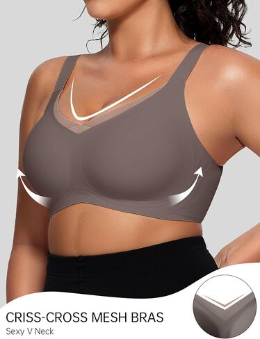 Oeak Womens Wireless Bras V Mesh Gray و Sefelivive Complection Coverage Bra Beige M in Saudi Arabia