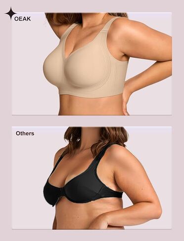 Oeak Womens Wireless Bras V Mesh Gray و Sefelivive Complection Coverage Bra Beige M in Saudi Arabia