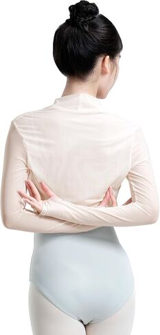 Mesh Sleeve Bolero Shrug for Women, Ballet Shrug Crop Top, Open Front Workout Cropped Shirts in Kuwait