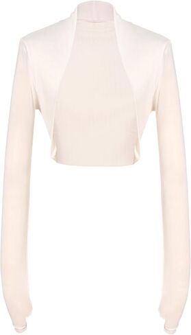 Mesh Sleeve Bolero Shrug for Women, Ballet Shrug Crop Top, Open Front Workout Cropped Shirts in Kuwait