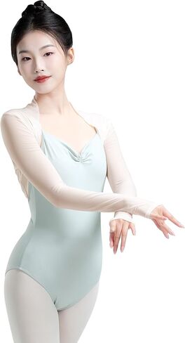 Mesh Sleeve Bolero Shrug for Women, Ballet Shrug Crop Top, Open Front Workout Cropped Shirts in Kuwait