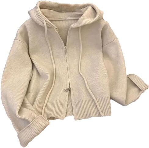 نساء سستة سترة معطف معطف مقنعين المتماسكة كوريا الخريف شتاء الأكمام الطويلة الكشمير cardigans قمم الملابس الخارجية الدافئة in Saudi Arabia