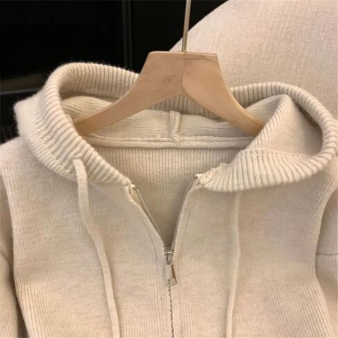 نساء سستة سترة معطف معطف مقنعين المتماسكة كوريا الخريف شتاء الأكمام الطويلة الكشمير cardigans قمم الملابس الخارجية الدافئة in Saudi Arabia