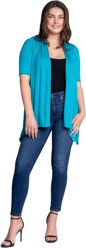 24seven Comfort Apparel Loose Fit Open Front Cardigan with Half Sleeve in Kuwait