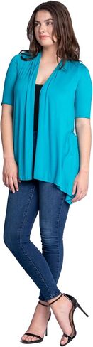 24seven Comfort Apparel Loose Fit Open Front Cardigan with Half Sleeve in Kuwait